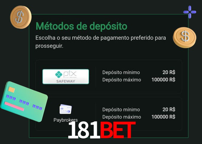 O cassino 181Bet oferece uma grande variedade de métodos de pagamento